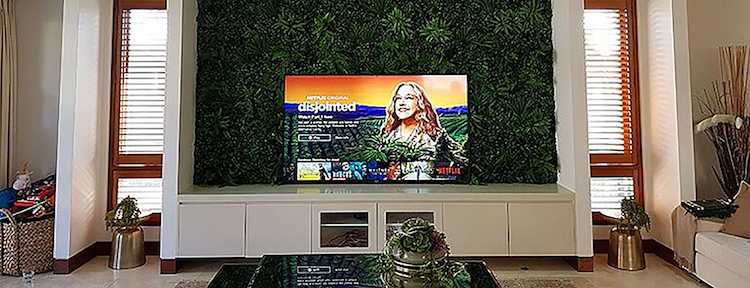 دیوار سبز مصنوعی پشت تلویزیون